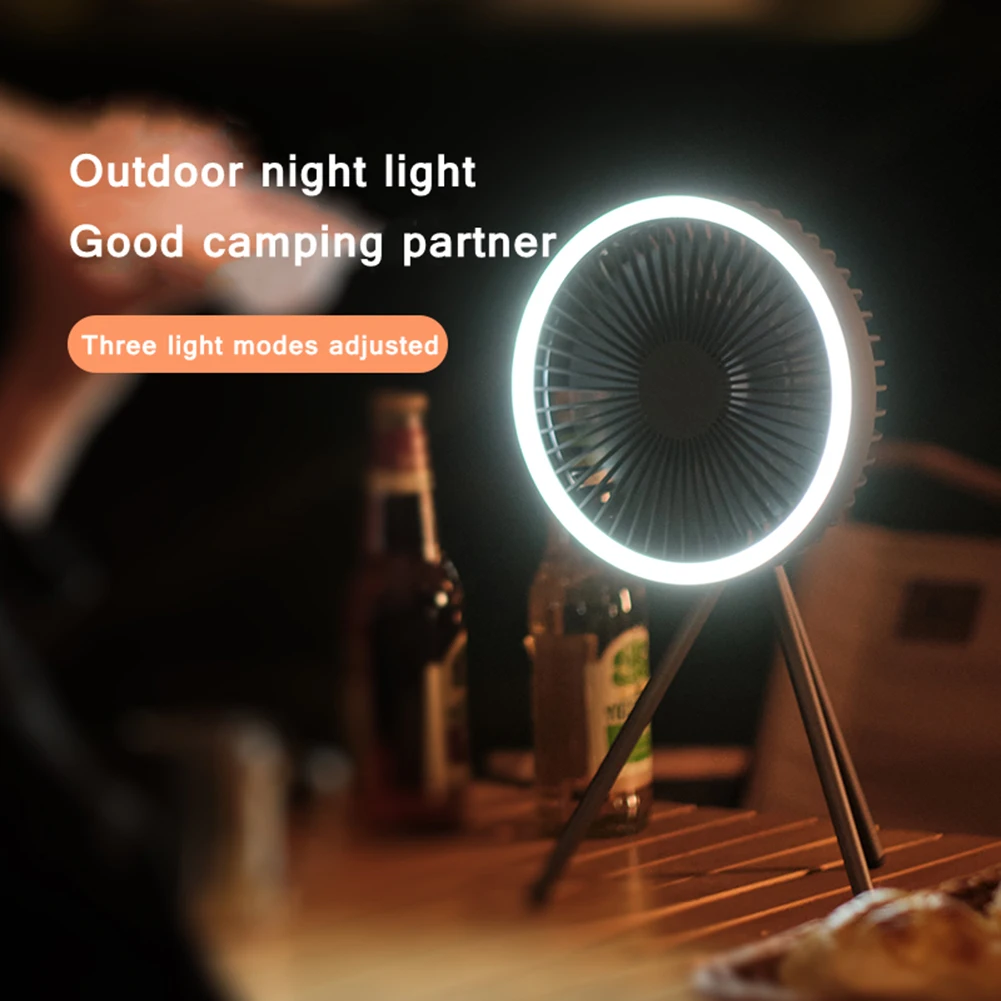 

Tripod Stand Air Cooling Fan with LED Night Light USB Chargeable Desk Outdoor Camping Electric Ceiling Fan Home Appliances