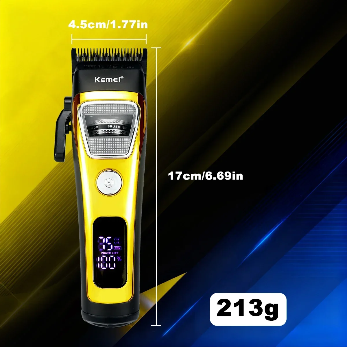Kemei KM-1911 Мужская машинка для стрижки волос DLC Blade Внешний ротор Бесщеточный двигатель Базовое зарядное устройство Светодиодный дисплей Профессиональная машина для стрижки волос (art.: 3920d2f4cbae2) - 3920d2f4cbae2