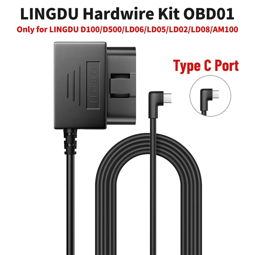 

Комплект жесткого провода LINGDU OBD, порт типа C/порт Micro USB/мини-USB для LINGDU D500 LD06, автомобильный кабель для приборной панели, зарядное устройство, 24 часа, парковочный монитор