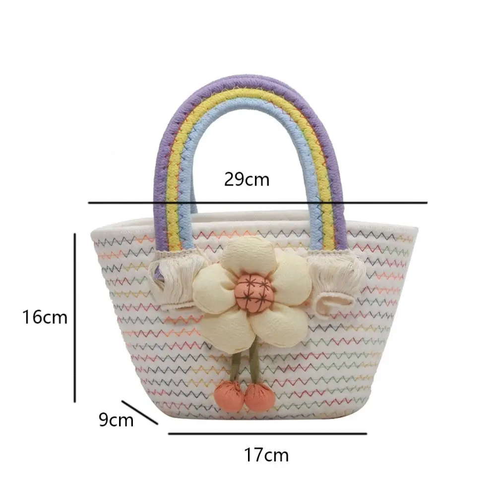Радужная Хлопковая Тканая Сумка Веревочная Корзина Для Хранения Девочек
