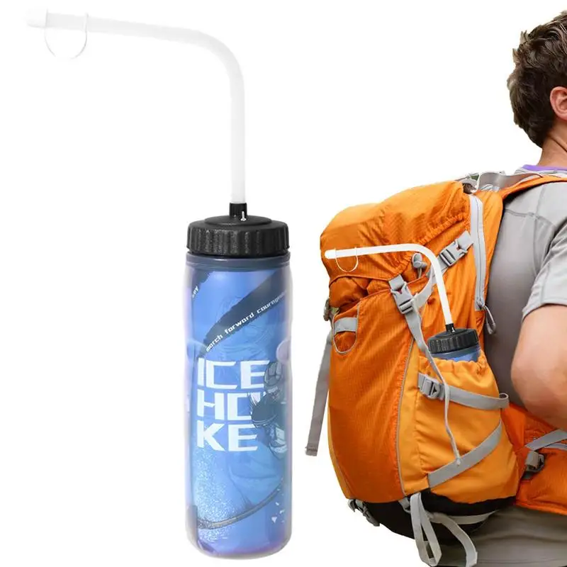 

Спортивная бутылка для воды 600 мл, спортивные бутылки для питьевой воды для хоккея с соломинкой, компактная, для переноски на открытом воздухе