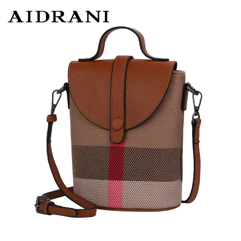 

Mini Lattice Canvas Crossbody Ladies Bag Leather Zipper Mobile Phone Bag Fashion Handbag Women Casual Small Shoulder Bag