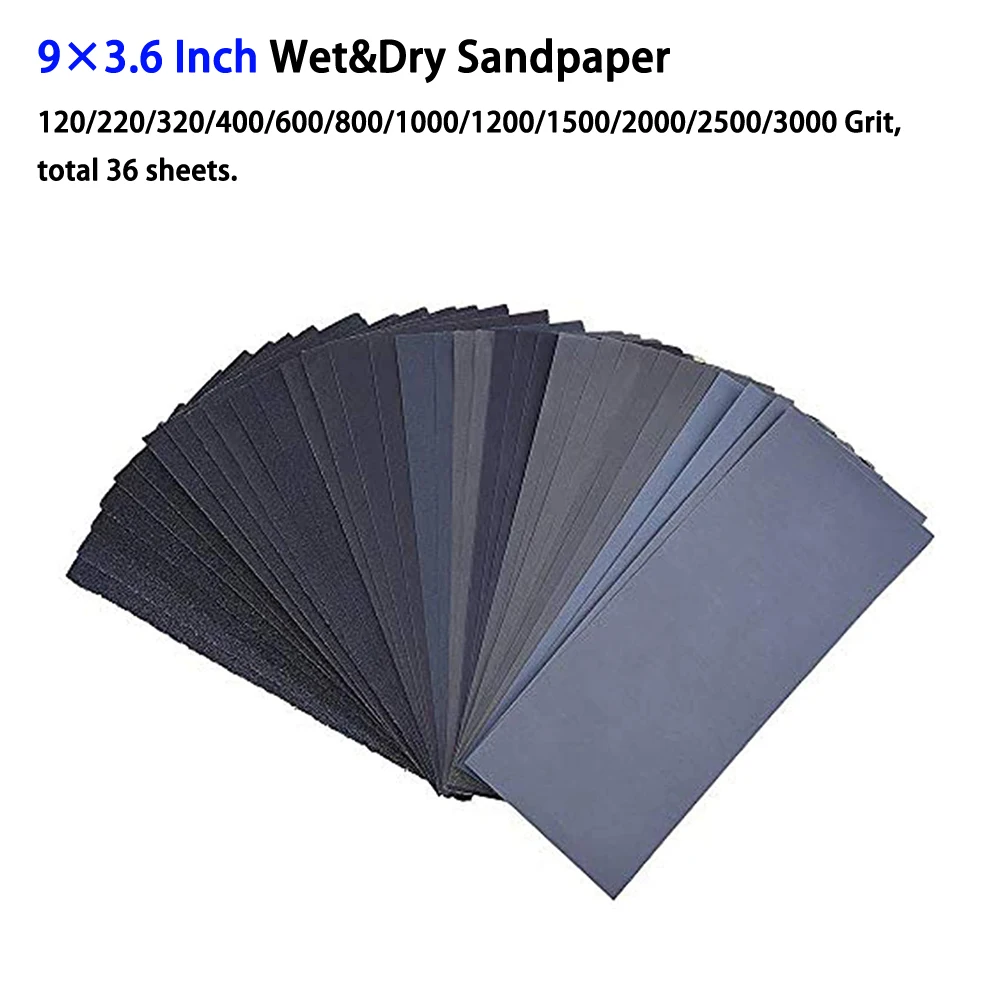 

36Pcs/Set Silicon Carbide Sandpaper 120-3000 Assorted Grit Sanding Paper Dry Wet Abrasive SandPapers For Finishing Wood Metal