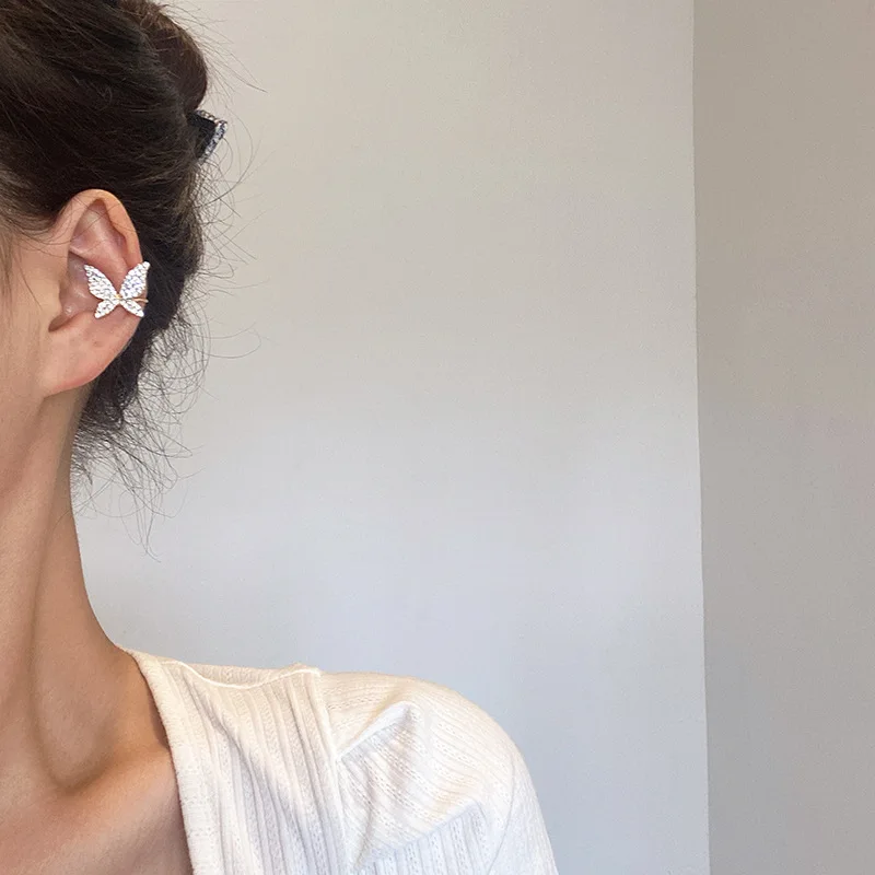

1 Piece Vintage Rhinestone Butterfly Ear Clip Earrings Korean Retro No Pierced Ear Cuff Wedding Party Fashion Jewelry Wholesale