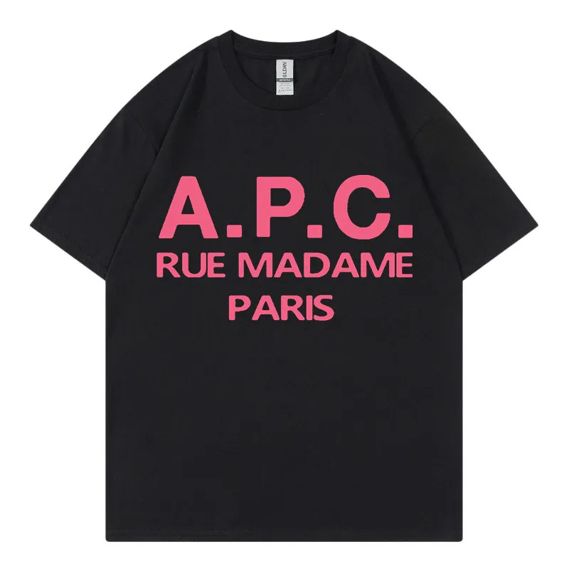 

Мужские и женские новые Топы, брендовая Футболка с принтом APC, хлопковая Базовая Удобная футболка с короткими рукавами, лето 2023