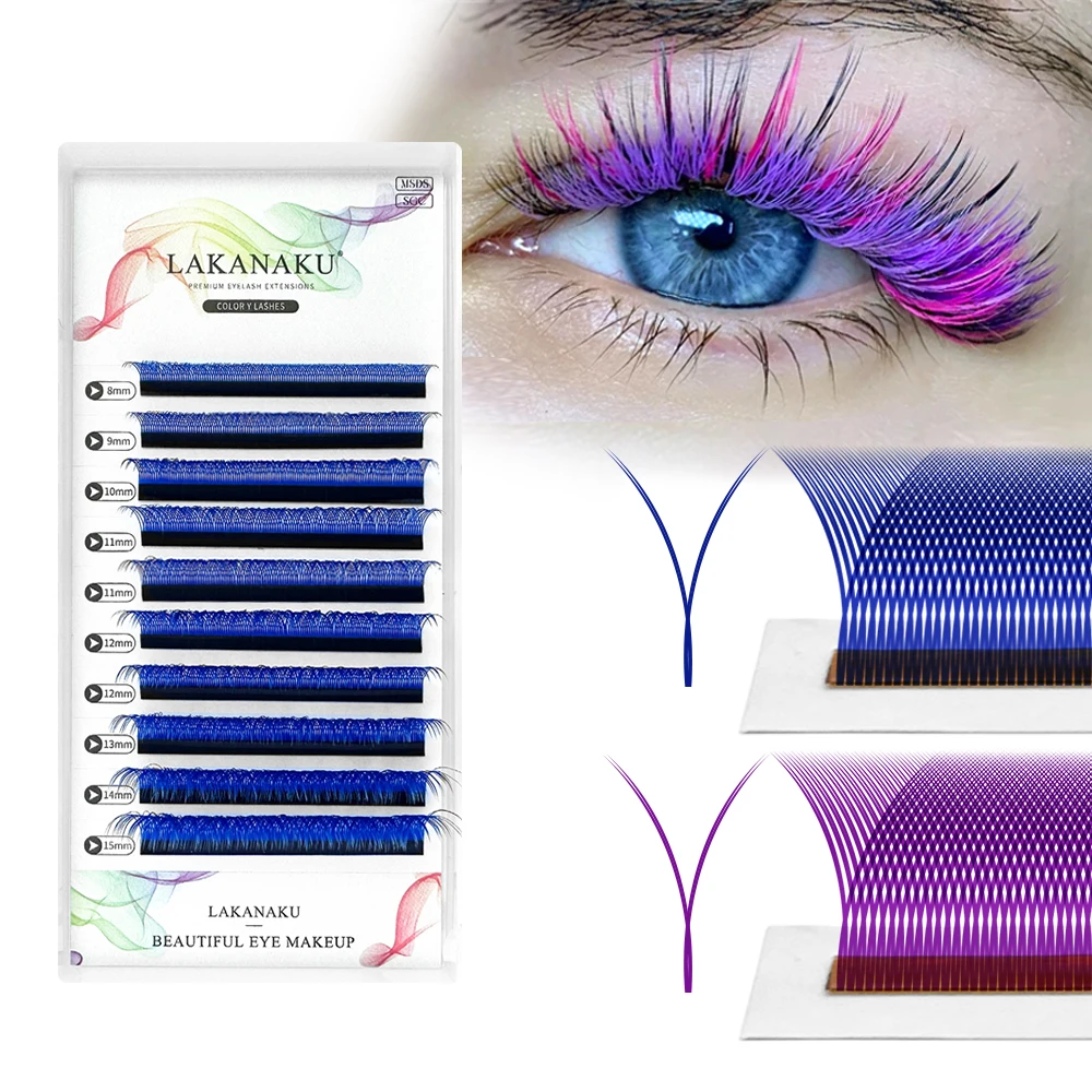 

LAKANAKU Colorful Y Shape Eyelashes Extension YY Eyelash Cilia and Brazilian Volume Soft Faux Mink YY Lashes Y Cilios