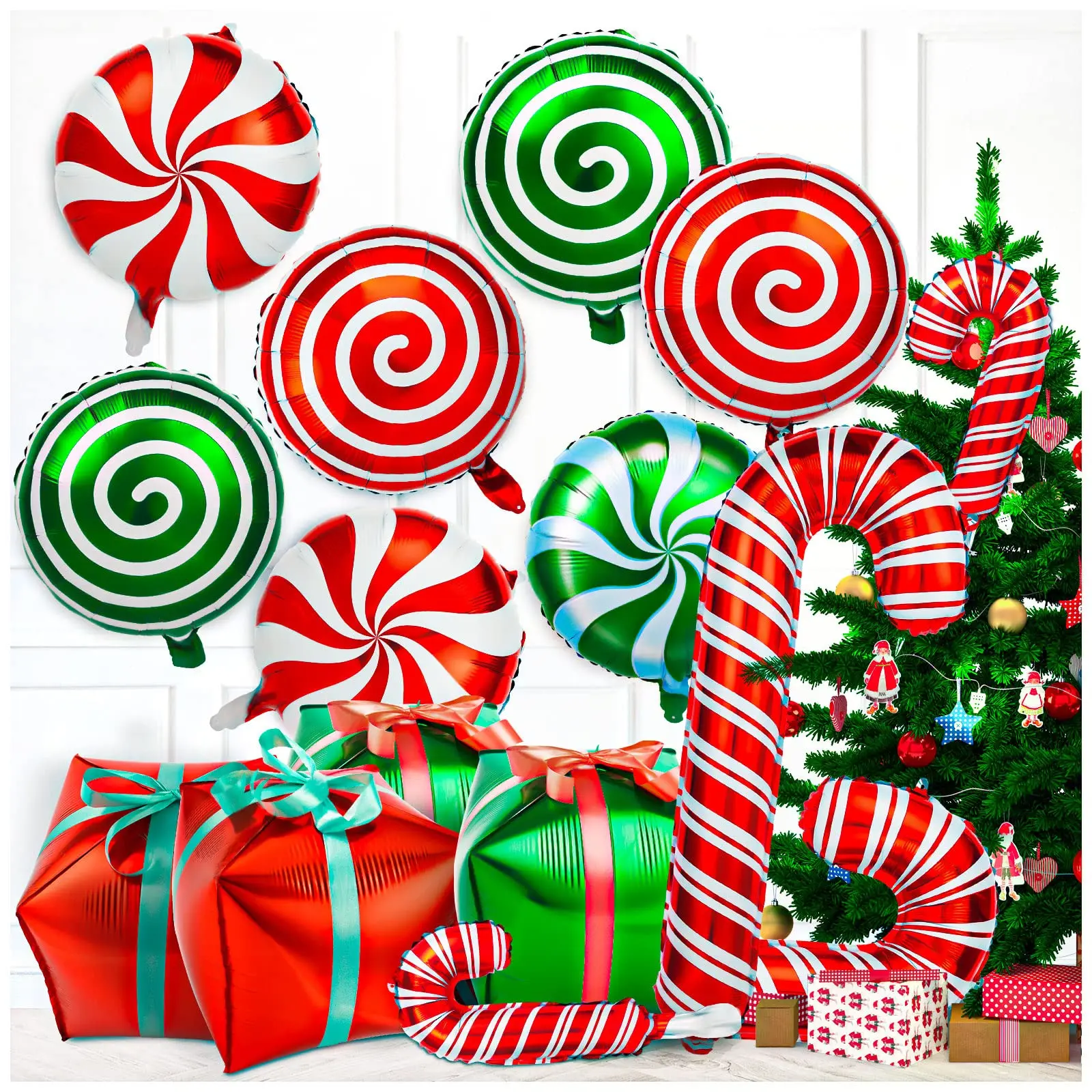 

9PCS Christmas Favors Balloons For Xmas Decorations Square Foil Balloons Kids Room Supplies 2023 Happy New Year Home Decors