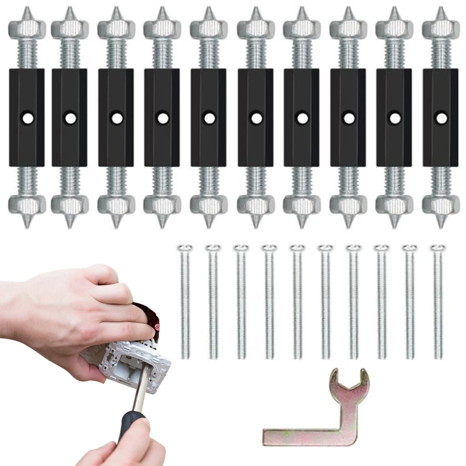 

Cassette Repair Device 10 Pairs 86 Type Wall Switch Socket Box Repairer Portable Socket Cassette Repair Device With Wrench