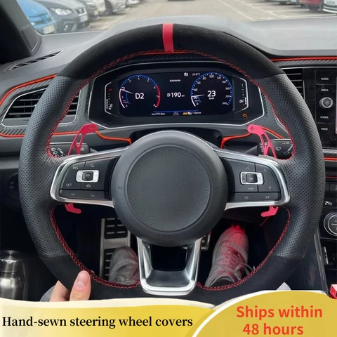Чехол на руль автомобиля для Volkswagen Golf 7 MK7 GTI R VW Polo Scirocco 2015 2016, индивидуальный замшевый кожаный руль «сделай сам»
