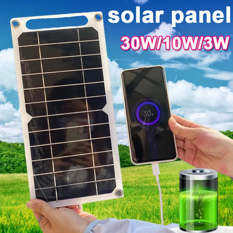 

30W USB Solar Panel Charger 5V Output Waterproof Solar System for Cell Mobile Phone Chargers Power Bank Camping Accessories