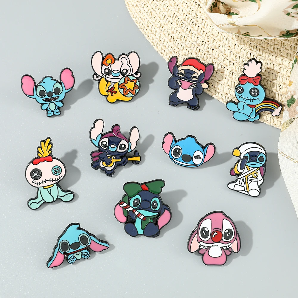 Мультяшная эмалированная брошь в виде Лило и ститча милая булавка для лацкана с