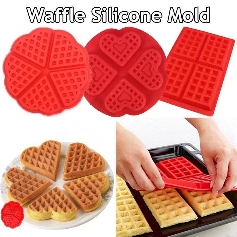 

Waffle Mold Silicone Cake Mould Square Heart Shape Baking Mold High-temperature Kitchen DIY Household Non-stick Bakeware Tools