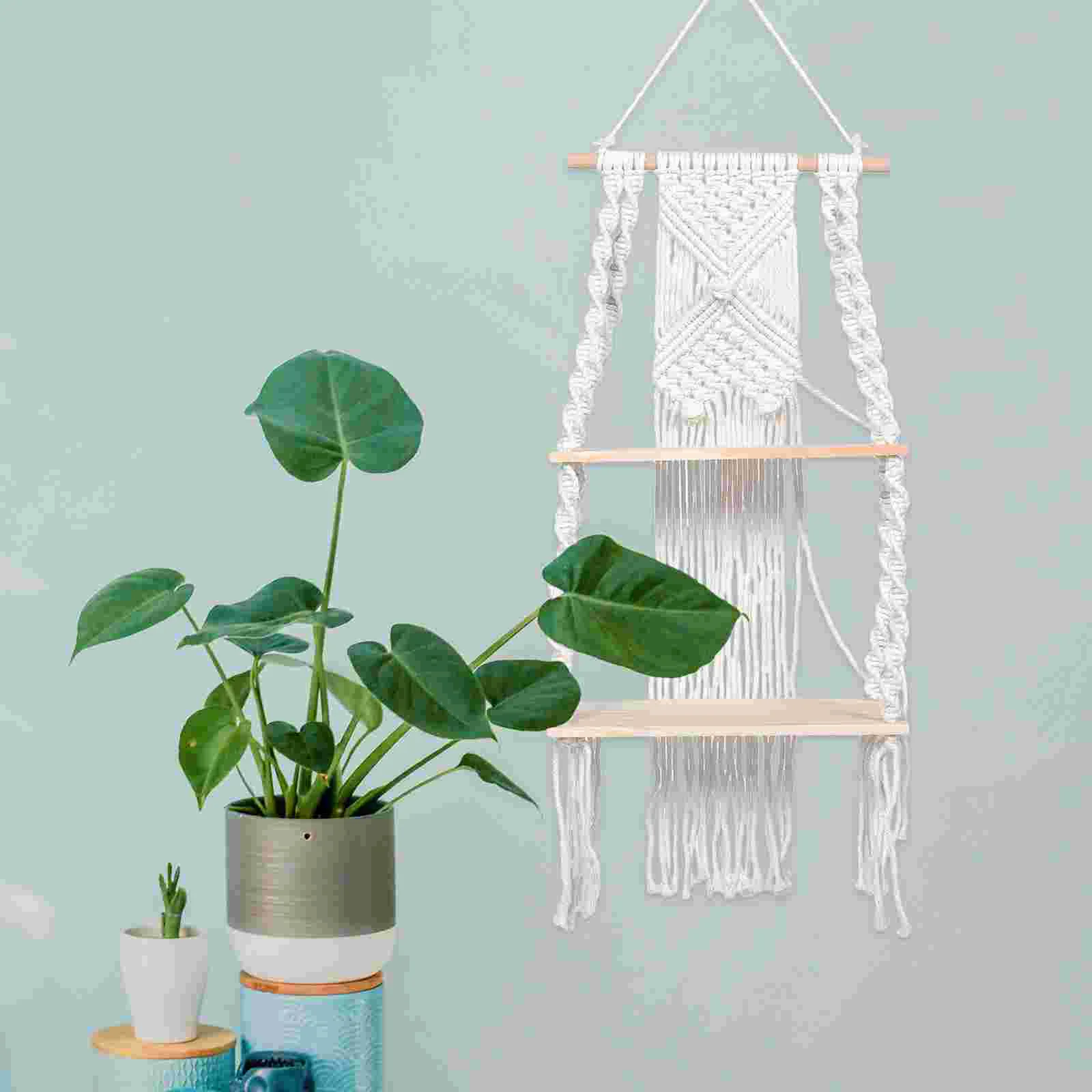 

Decorative Wall Hanging Shelves Small Floating Shelf Indoor Tassel Pendant