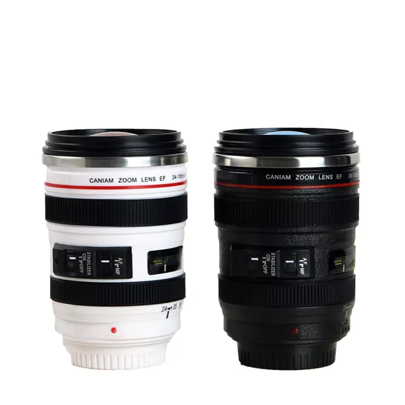 

Stainless Steel Camera EF24-105mm Coffee Lens Mug White Black Coffee Mugs Creative Gift Coffee Cups canecas tazas vaso caf
