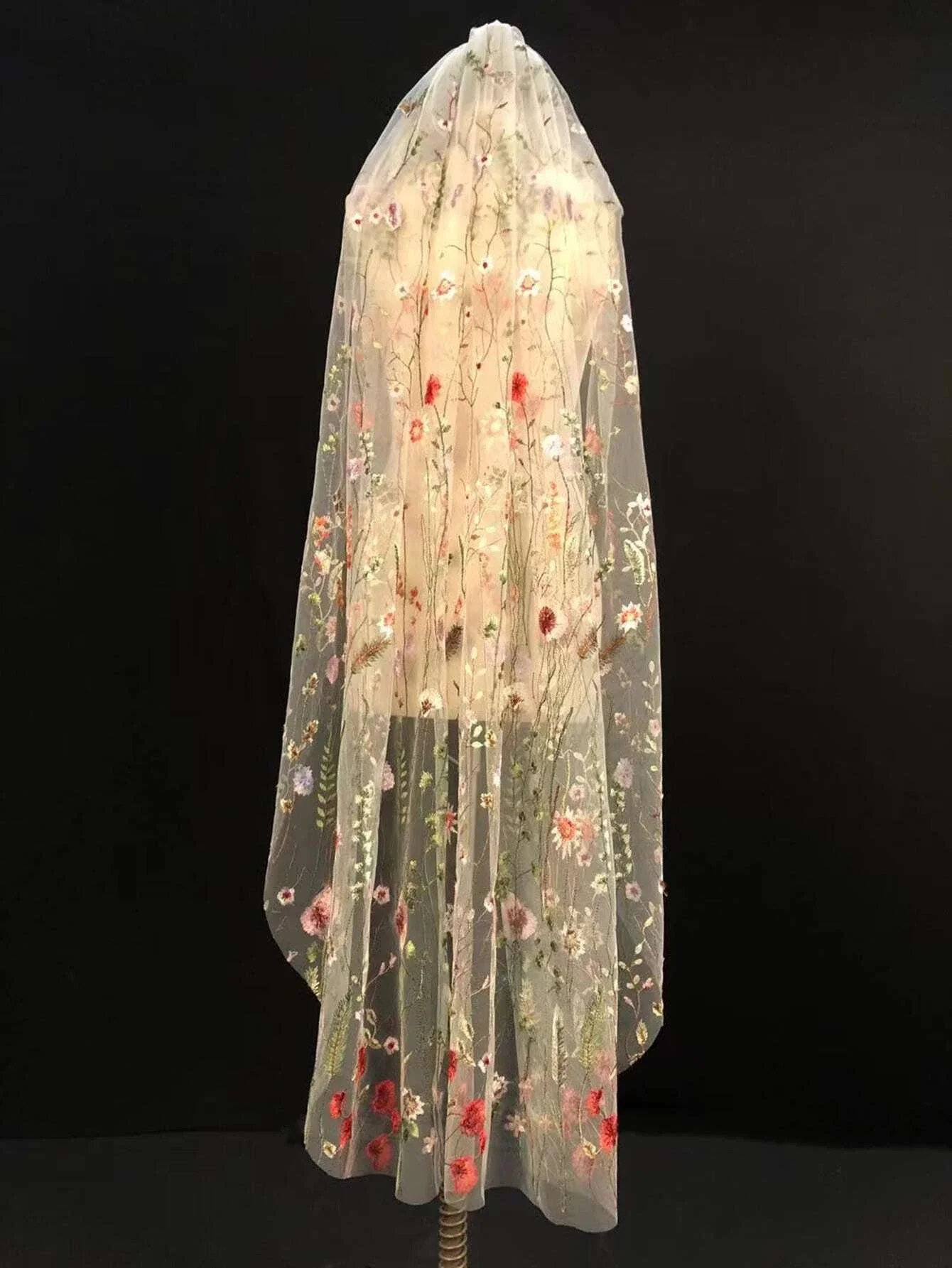 

Floral Embroidery Bridal Veil