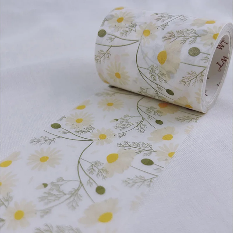 Маргаритки желтые Специальные чернила васи лента Feverfew цветок Ins цифровая печать