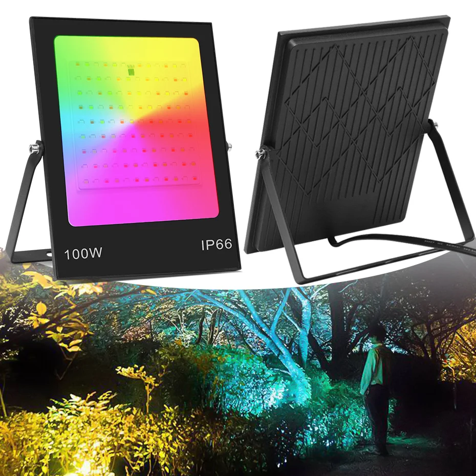 

Ультрасветильник уличный RGB-прожектор, светодиодный прожектор 30 Вт, 50 Вт, 100 Вт, 200 Вт, 220 В с дистанционным управлением, Садовая, уличная, насте...