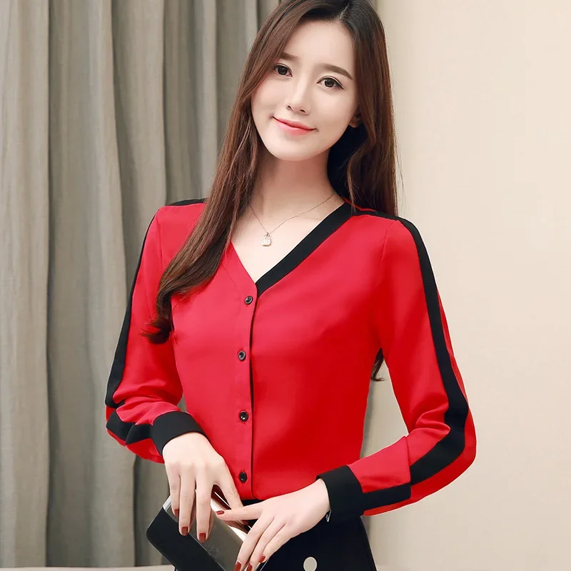 Новинка 2023 модная шифоновая рубашка с цветными блоками женская утягивающая