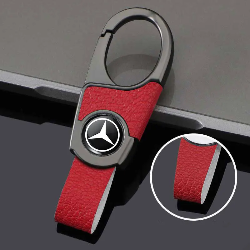 

Кожаный брелок с эмблемой автомобиля, держатель для ключей для Mercedes Benz A35 E63 G63 G350d GLK GLS S63 W108 W124 W204 W205 W213