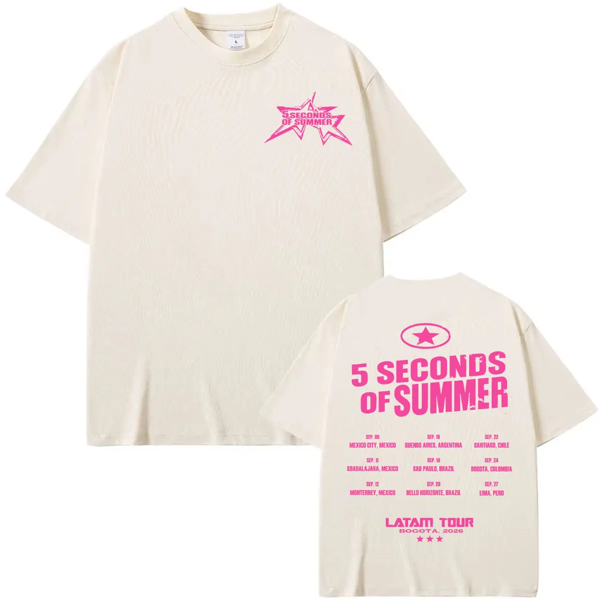 Футболка 5 Seconds of Summer Everyone's A Star Latam Tour 2026 для мужчин и женщин, модная, в стиле хип-хоп и панк, летние топы, футболка с круглым вырезом (art.: 3920db44f6df3) - 3920db44f6df3