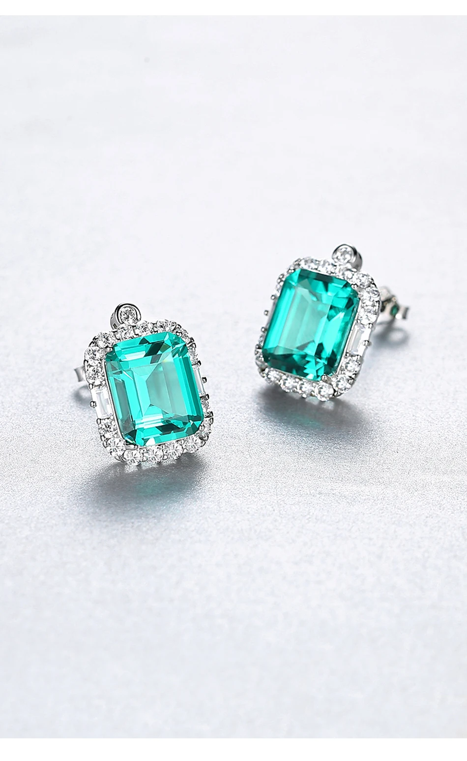 

Noble Emerald Green Earrings Studs Women Cubic Zirconia Geometric Luxury Wedding Sterling Silver Fine Jewelry