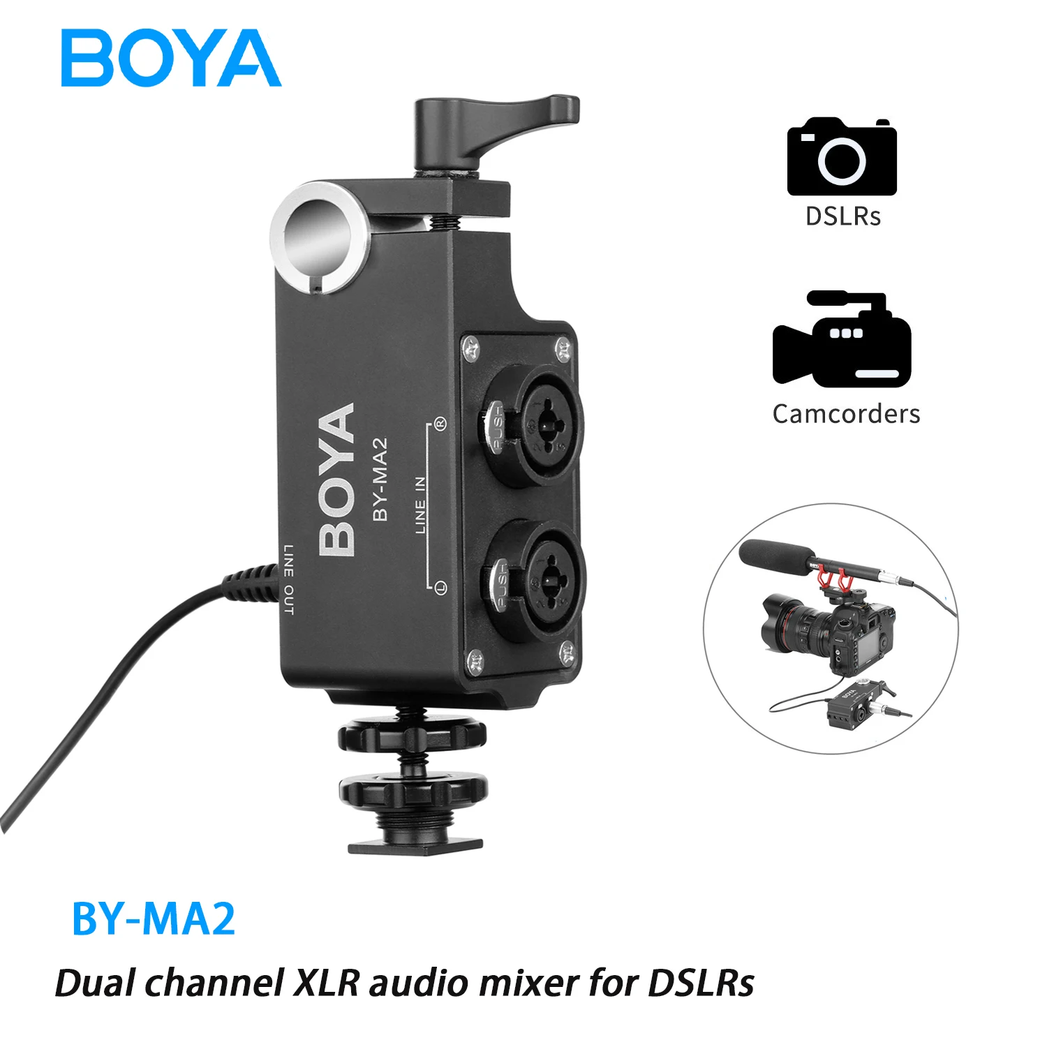 Boya BY-MA2 Dual-Channel Record Audio Mixer XLR Jack 6.5mm t