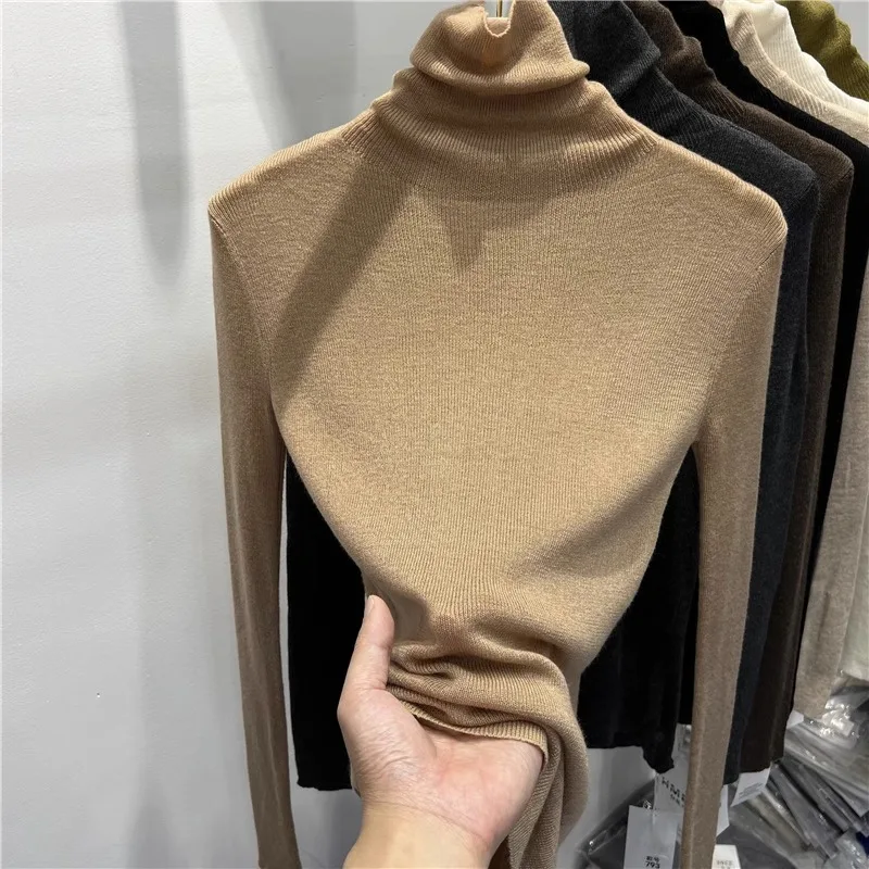 Осень и зима 2024 новая водолазка с ворсом внутренняя одежда трикотажная нижняя