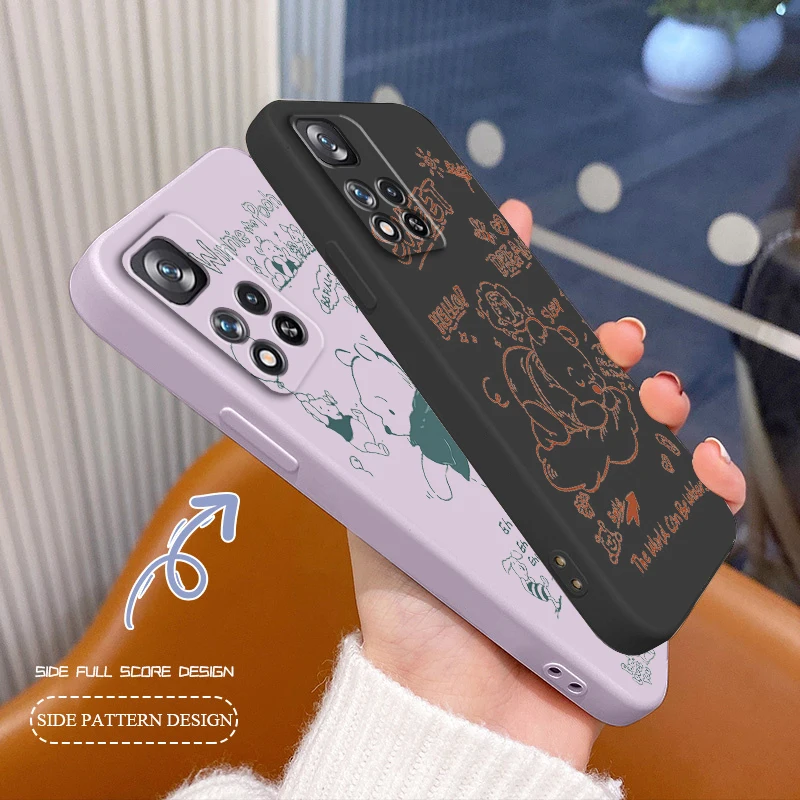 

Liquid Rope Soft Cover Disney Winnie the Pooh Art Phone Case For Xiaomi Redmi Note 11 11S 11T 10S 10 9S 9T 9 8T 8 Pro Plus 5G