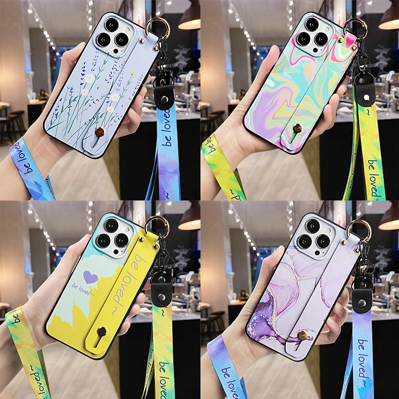 Capa For Huawei P30 P20 P40 Honor 50 10 Lite Pro Y7 Y9 Prime P Smart 2019 2021 8A X8 9X 8X 20 Nova 8i 5T 10 SE Wrist Strap Case