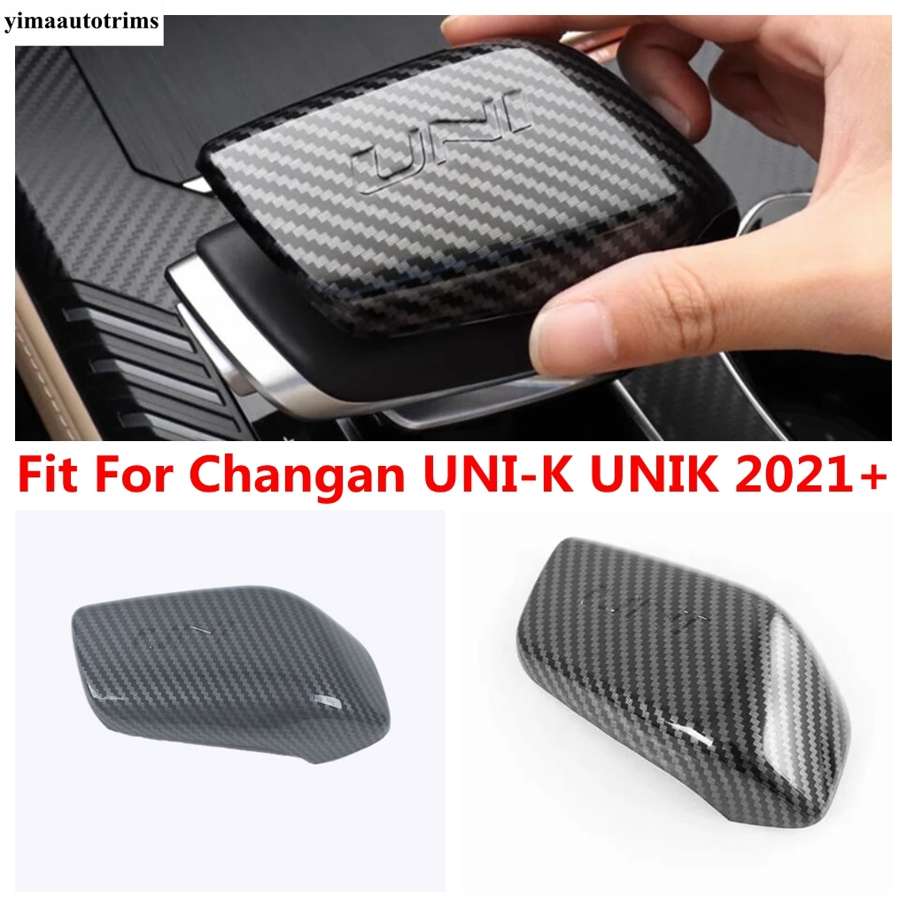 

Car Gear Head Shift Knob Handle Cover Trim For Changan UNI-K UNIK 2021 - 2023 Auto Carbon Fiber Accessories Interior Refit Kit