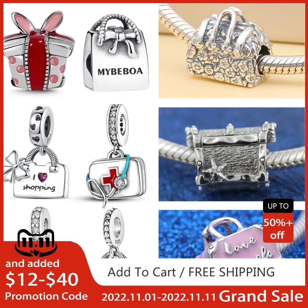 

2022 Summer 925 Sterling Silver Bead Handbag Pendant Treasure Chest Charm Fit Original Pandora Bracelets Women DIY Jewelry