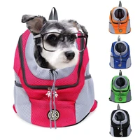 new double shoulder portable travel backpack outdoor pet dog carrier bag pet dog front bag mesh backpack
