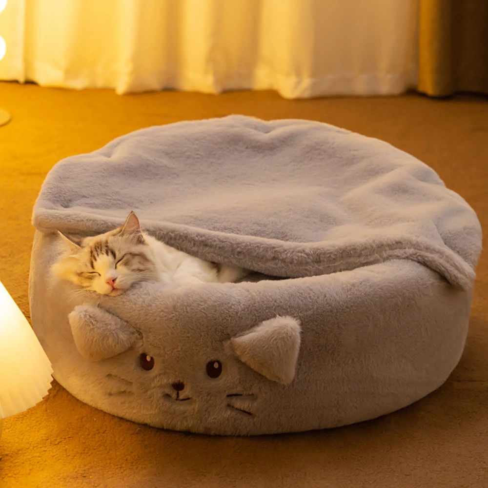 

Спальная кровать для кошек, полузакрытый домик для домашних питомцев, двойного использования, для отпугивания киски, для маленьких собак, Конура, моющиеся лежанки для питомцев