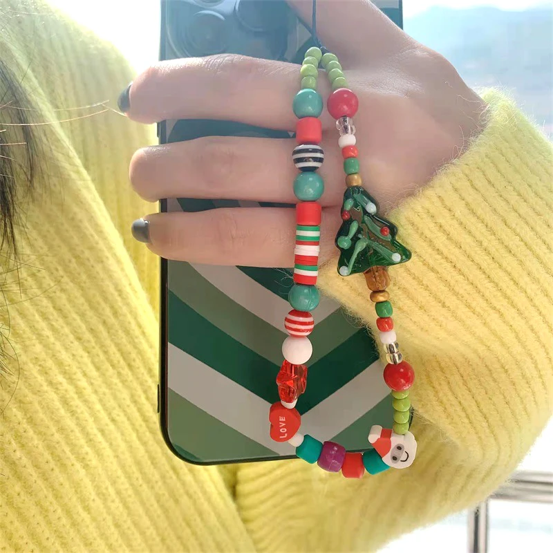 Christmas Tree Snowman Key Chain Ladies Fashion Cute Romantic Vintage Keychain Charm Korea 90s Aesthetic Phone Chain Bag Charm