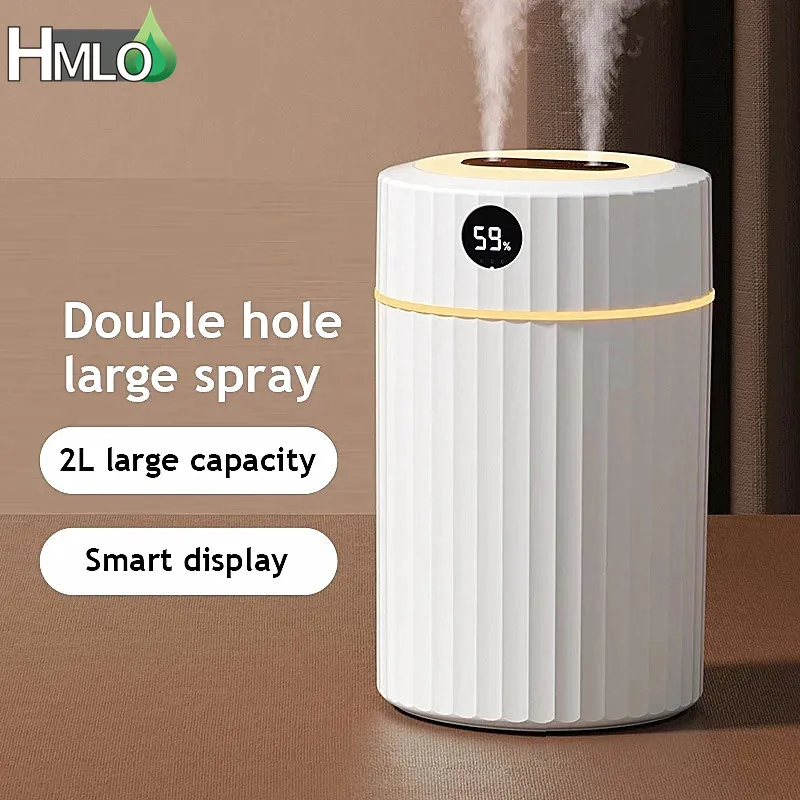 2L Air Humidifier Double Nozzle Essential Oil Aroma Fragrance Diffuser Ultrasonic Aromatherapy Diffuser With Humidity Display