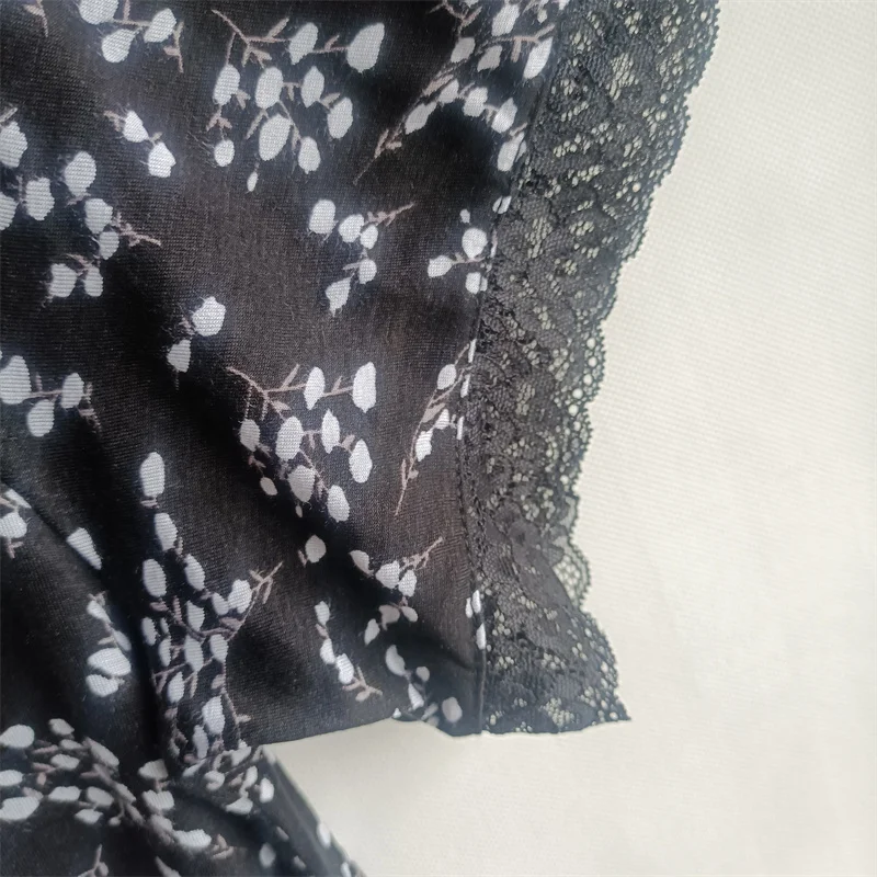 Summer Plus Size Night Dress Women Cool Knit Lace V-neck Short Sleeved Dress Chest Circumference 82-134cm Loungewear