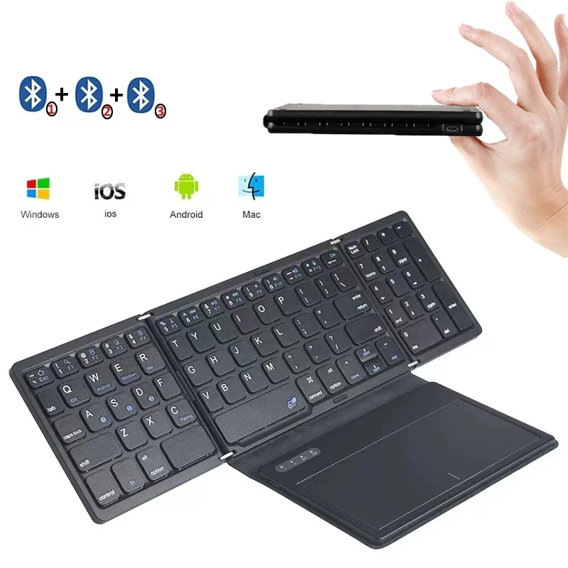 Wireless Mini Folding Bluetooth-compatible Keyboard For iPad Android Windows iOS Phone Tablet Wireless Keyboard With TouchpadNEW