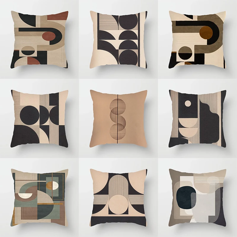 

New Geometric Pattern Creative Cushion Cover Soft Short Velvet Homestay Pillow Case for Bedroom Sofa Throw Pillowcase 45*45cm