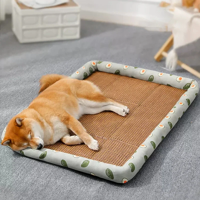 

MADDEN Summer Dog Bed Breathable Lightweight Pet Rattan Mat Puppy Nest Mat Ice Cooling Nest Cat Bed Small Dogs