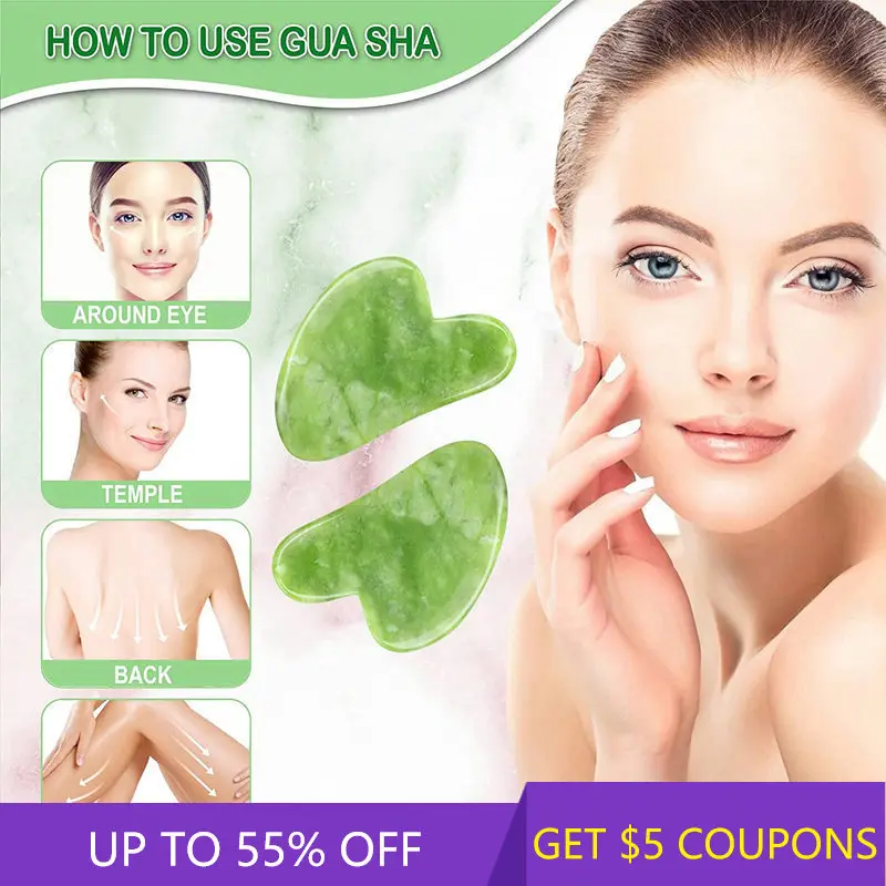 

Natural Crystal Jade Stone Facial Body Guasha Massage Scraper Massager Thumb Shape Gua Sha Board Acupoint Face Eye Care SPA Tool