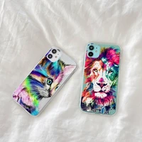 design dradient aesthetic colors animal phone case transparent soft for iphone 12 11 13 7 8 6 s plus x xs xr pro max mini