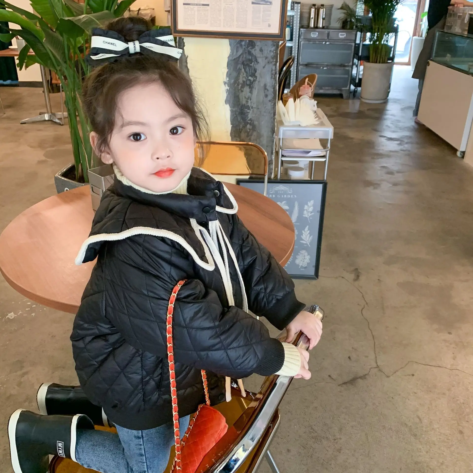 Детское утепленное пальто для девочек стеганая хлопковая куртка маленьких