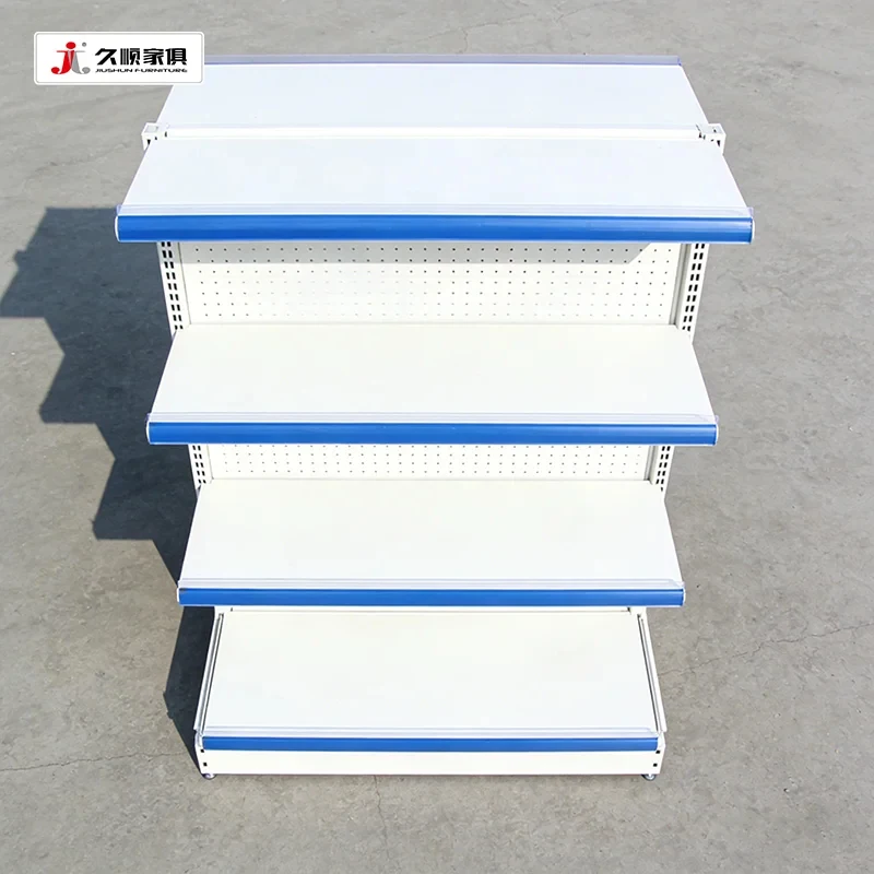 Металлические двухсторонние стеллажи для супермаркетов Custom.JIUSHUN White Gondola Estantes Display Grocery Retail (art.: 3920da797c99d) - 3920da797c99d