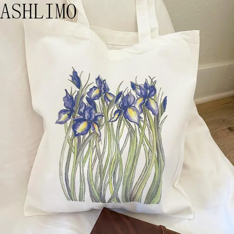 

Floral Canvas Tote Bag Shopping Bags Shoulder Bags Flowers Daisy Lavender Rose Garden Eco Friendly Reusable Cute School Tote Bag