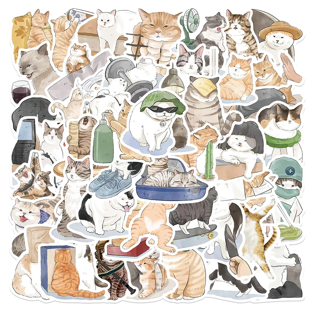 

10/30/53PCS Cute Cat Cartoon Graffiti Stickers Decals Kid Toy DIY Diary Suitcase Scrapbook Phone Laptop Bike Funny Sticker Gift