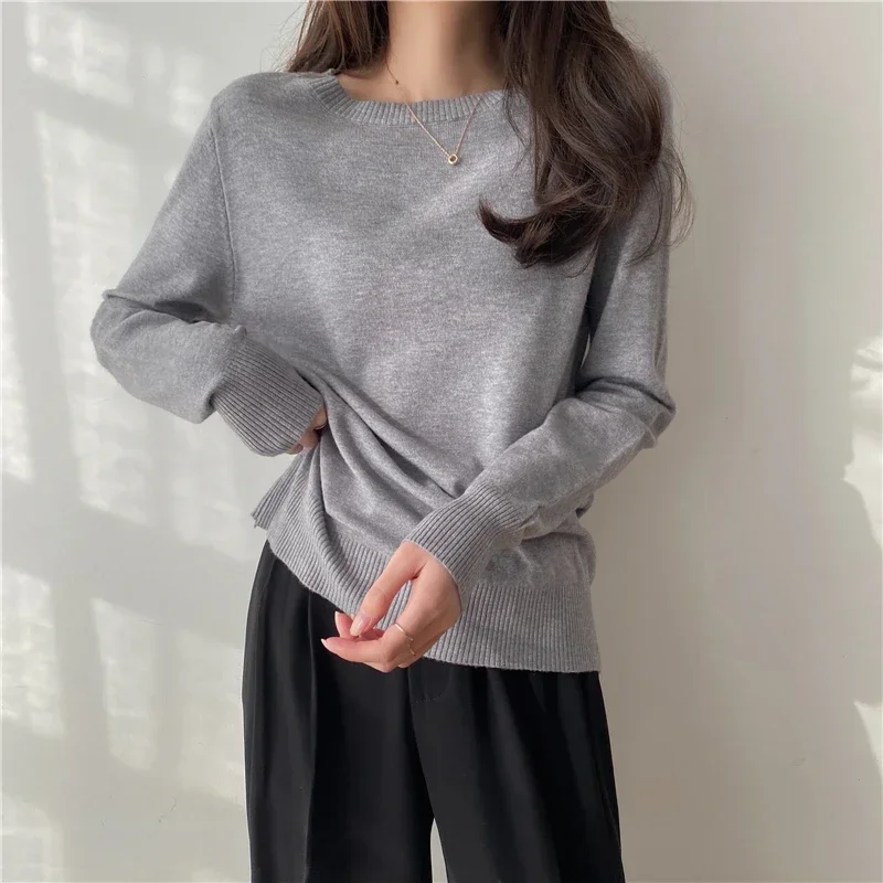 Новый вязаный свитер с круглым вырезом женские пуловеры длинными рукавами