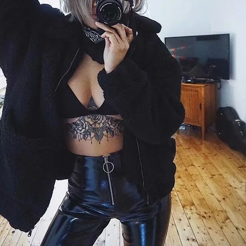 Women 2021 Casual Warm Zipper Fur Jacket Plush Overcoat Pocket Large Teddy Coat Female Autumn Winter Loose Faux Fur Coats