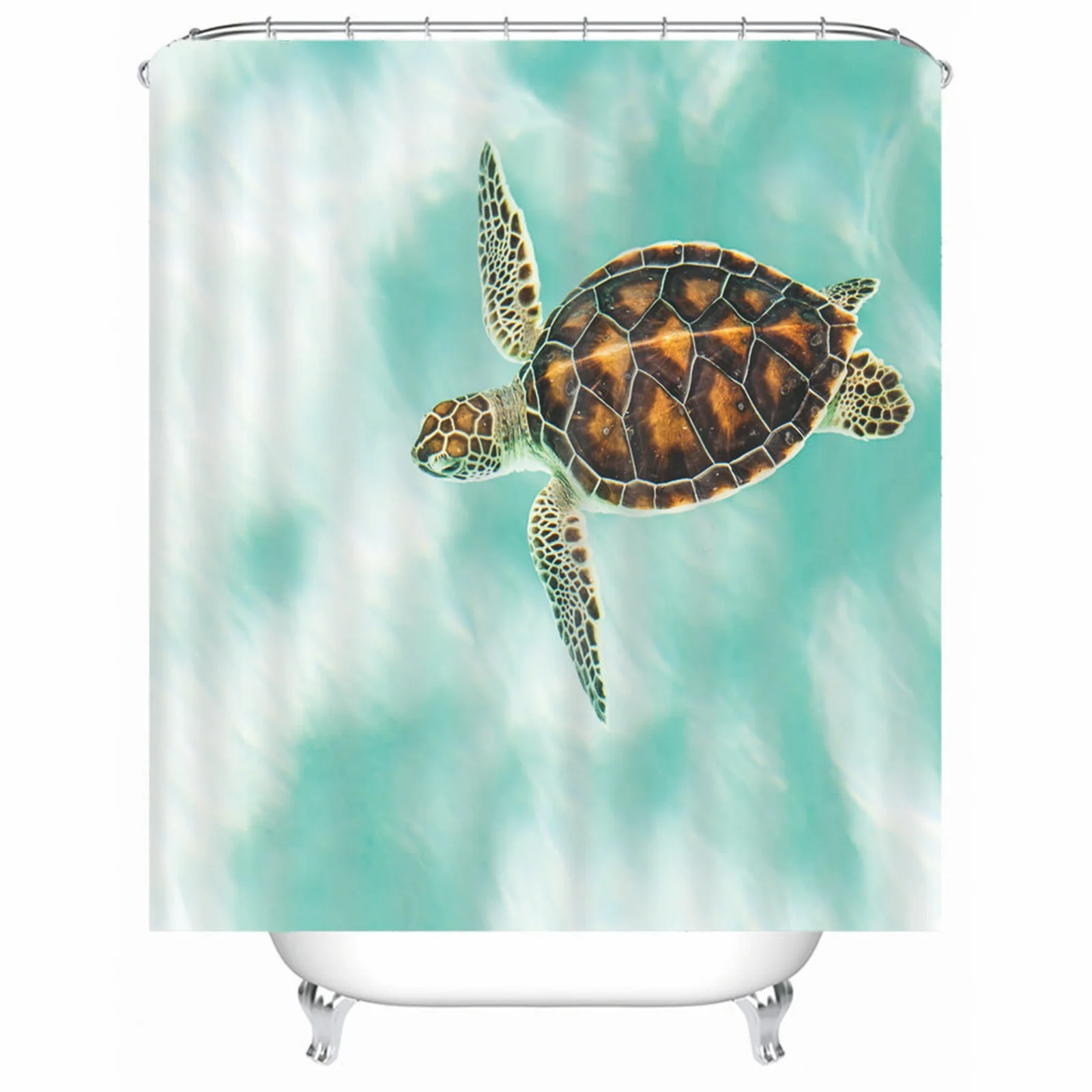 

Shower Curtain Inner Liner Polyester Tortoise Green Mold & Mildew Resistant Waterproofwith Rustproof Grommets Hooks