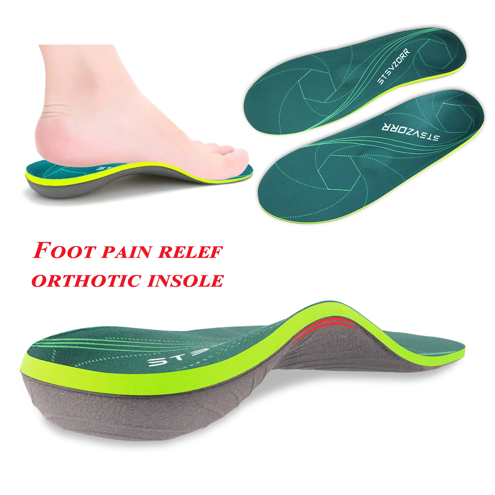 Severe Flat Foot Orthotic Insole Plantar Fasciitis Relieve Heel Pain Arch Support Shoes Insert For Women Men Sneakers Boots Sole