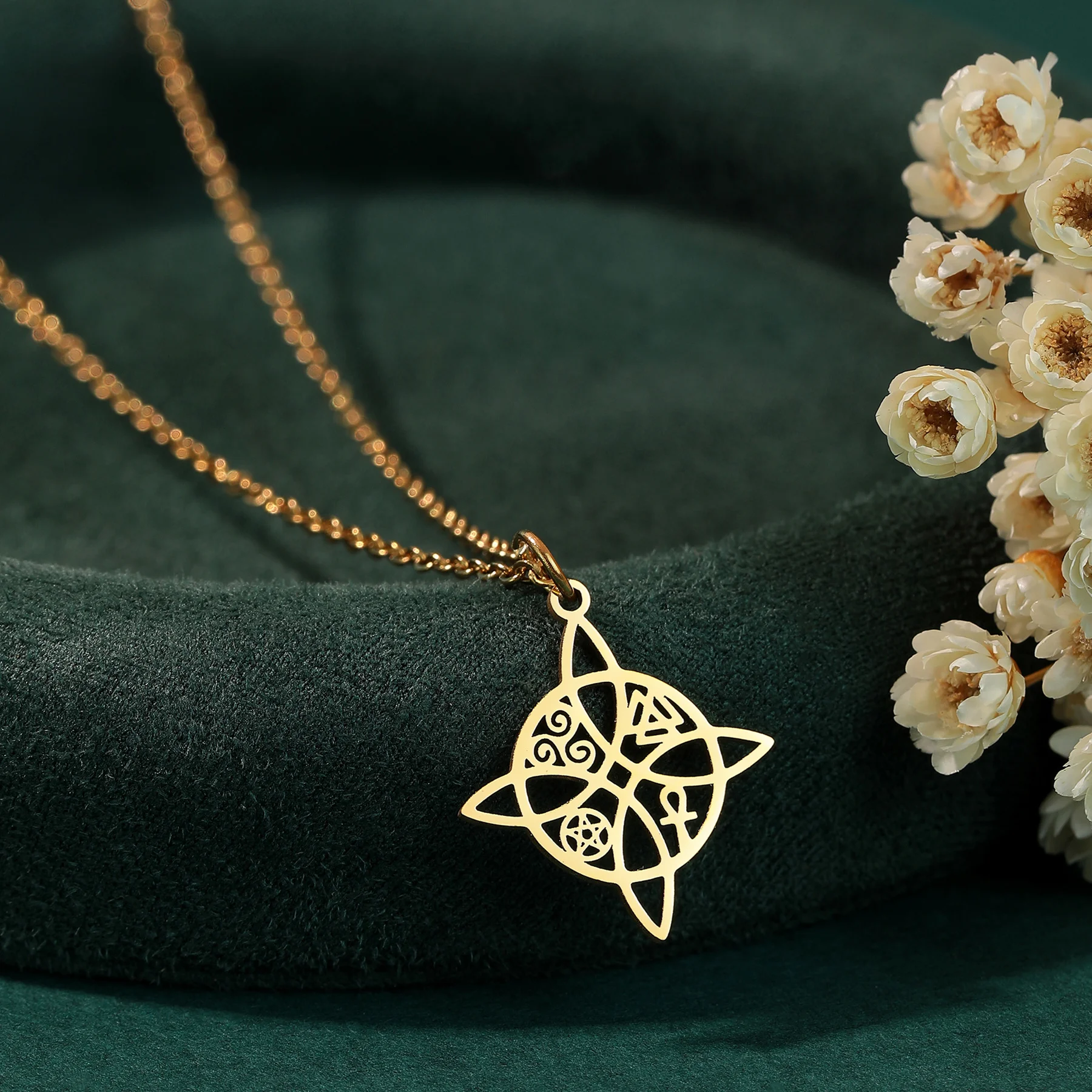 Нержавеющая сталь Valknut Triskelion Ankh крест пентакль кулон ожерелье для женщин модный